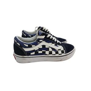VANS Checker Flame Old Skool Classic Canvas Suede Navy White Size‎ M 5 / W 6.5